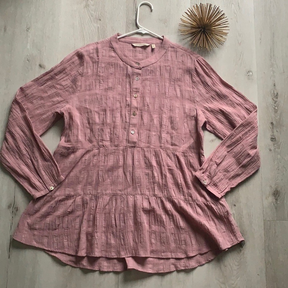 Soft Surroundings swing top blush pink blouse size M lightweight‎ long sleeves